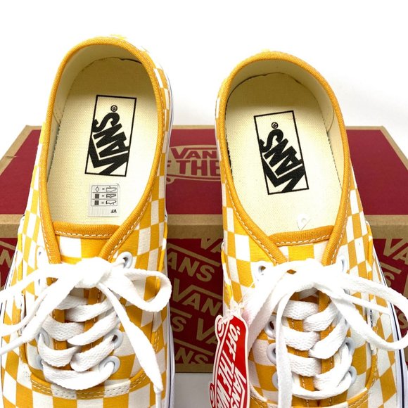 🌸Sale🌸 Vans Authentic Women's Checkerboard Yellow Low Top Lace Up VN0A348A3XV - Picture 4 of 11